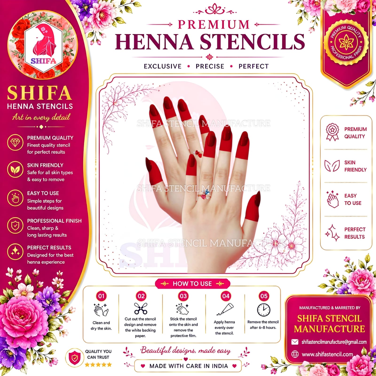 F 61 Solid Block Sticker Overview Henna Stencil